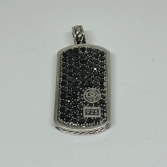 David Yurman dog tag pendent with black diamonds - Picture 1 of 7